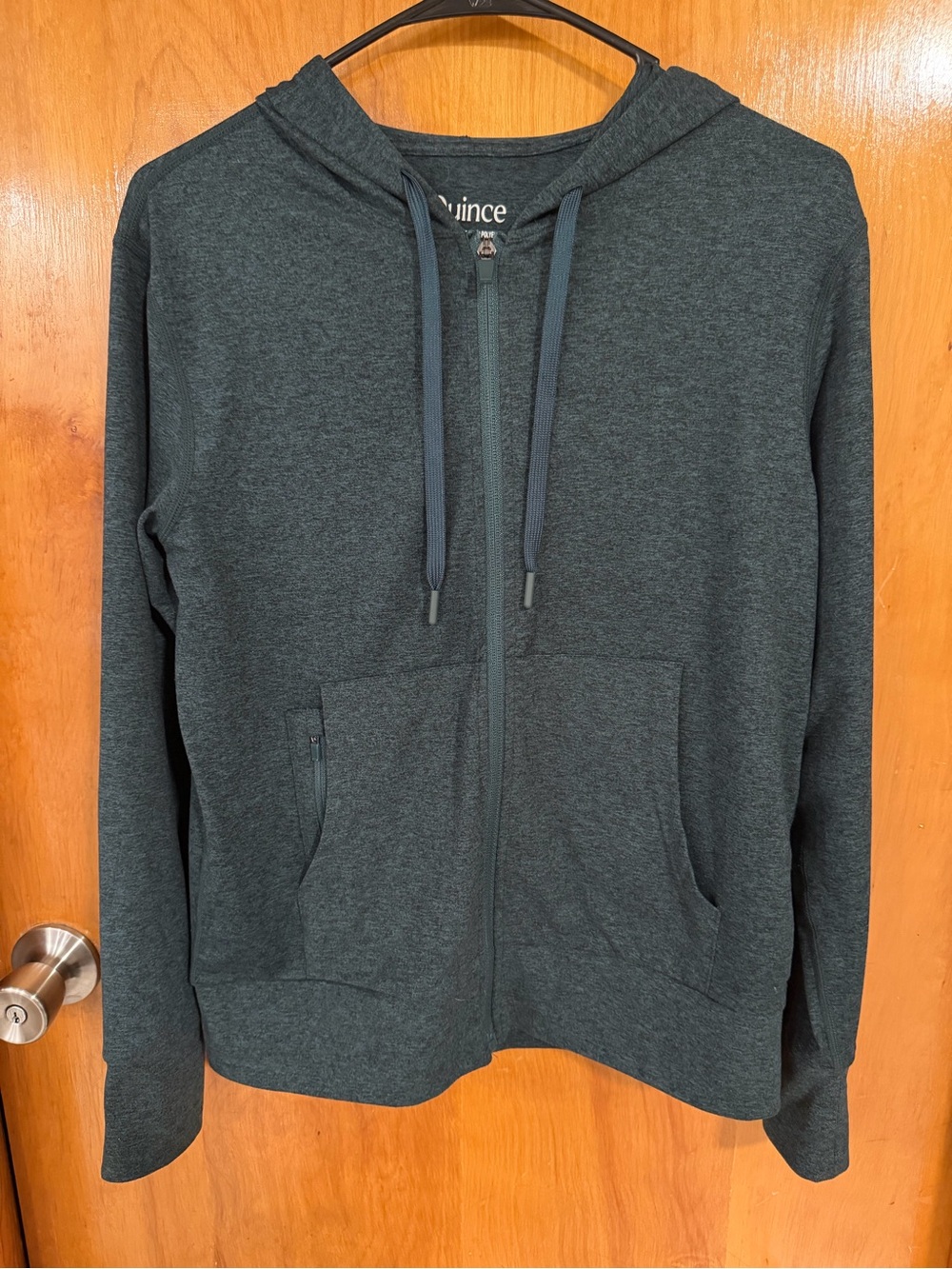 Quince Flowknit Full-Zip Hoodie in Heather Green Size Small - Picture 4 of 7